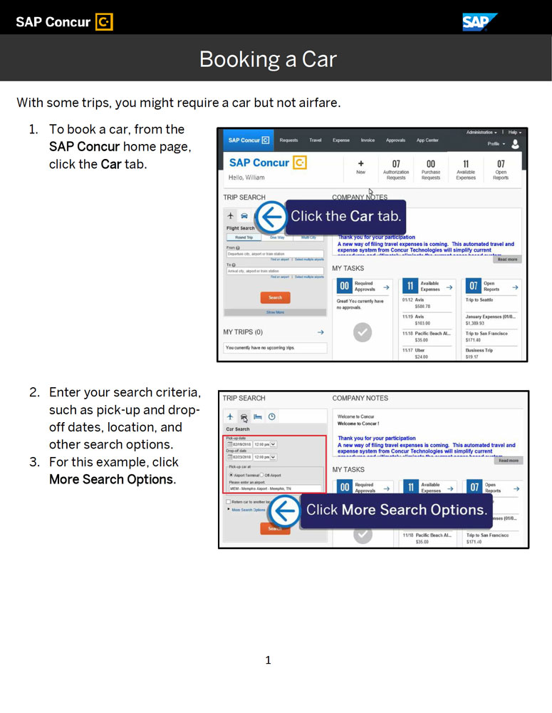 Concur - How to Book a Car