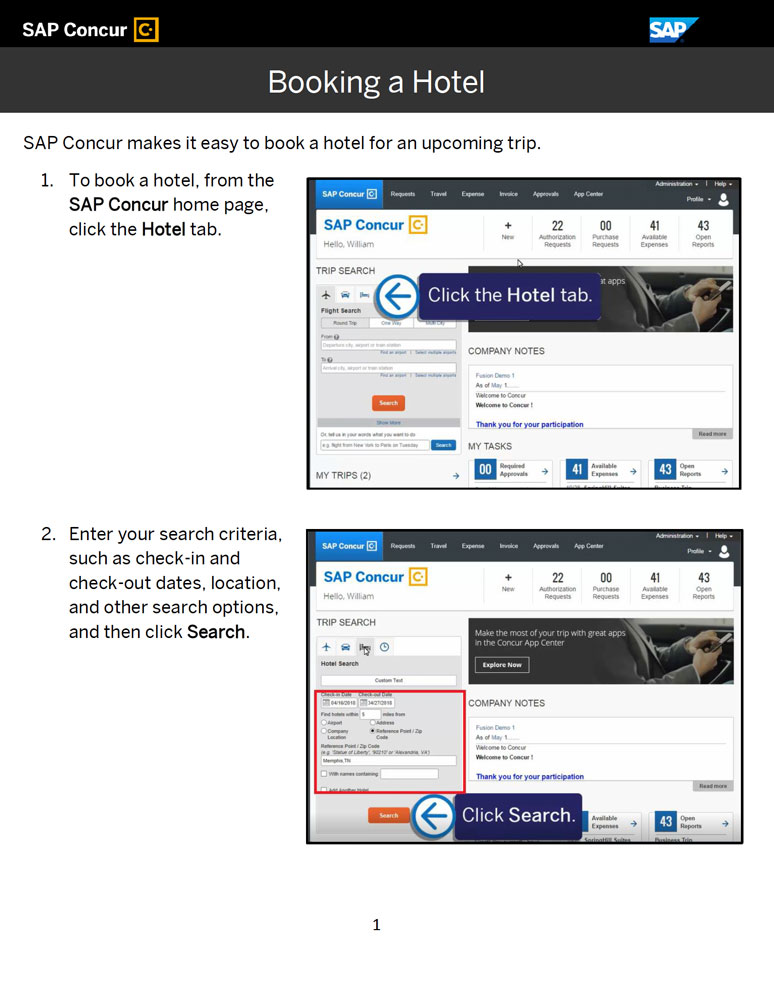 Concur - How to Book a Hotel
